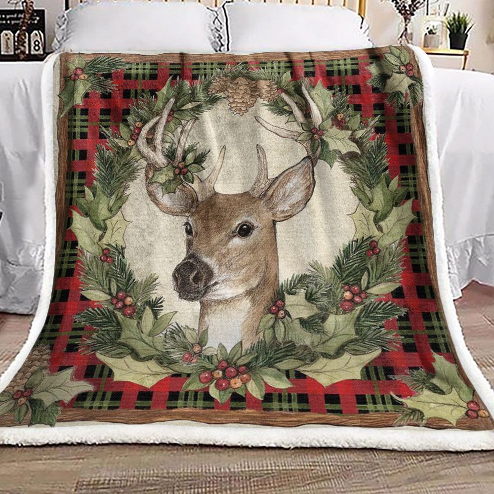Deer Christmas Sherpa Fleece Blanket