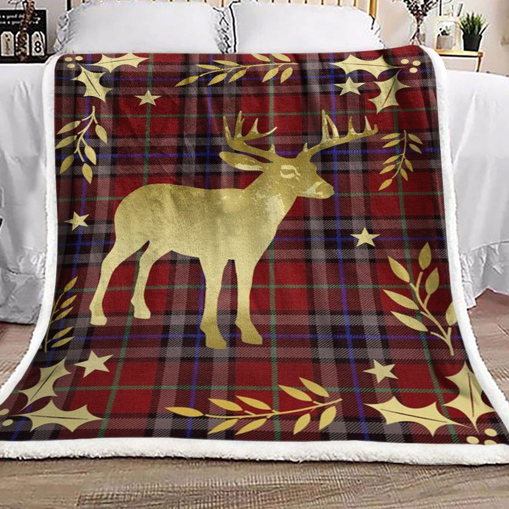 Deer Christmas Sherpa Fleece Blanket