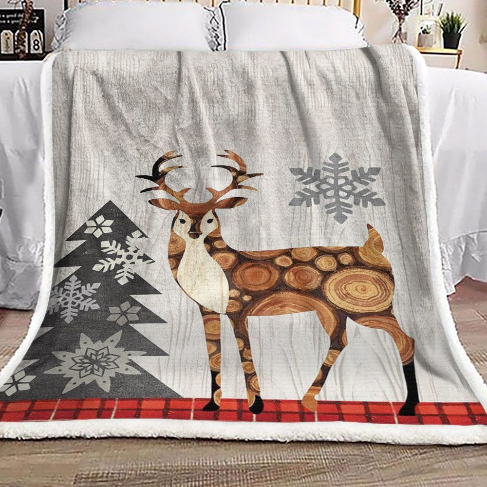 Deer Christmas Sherpa Fleece Blanket