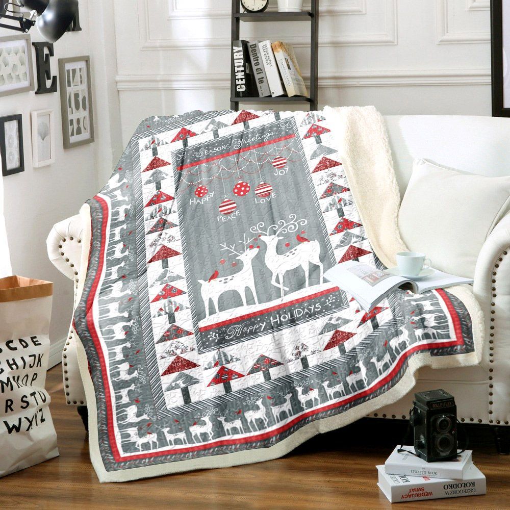 Deer Christmas Sherpa Fleece Blanket