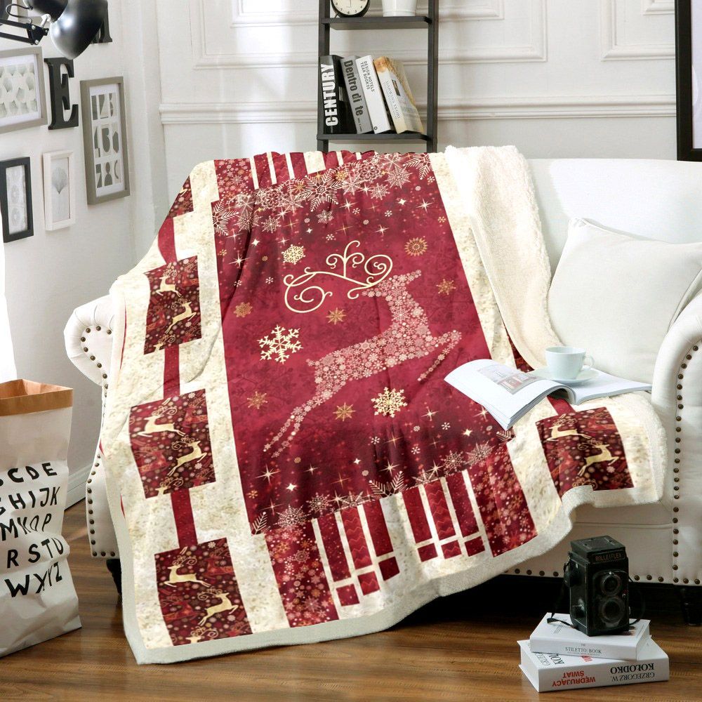 Deer Christmas Sherpa Fleece Blanket