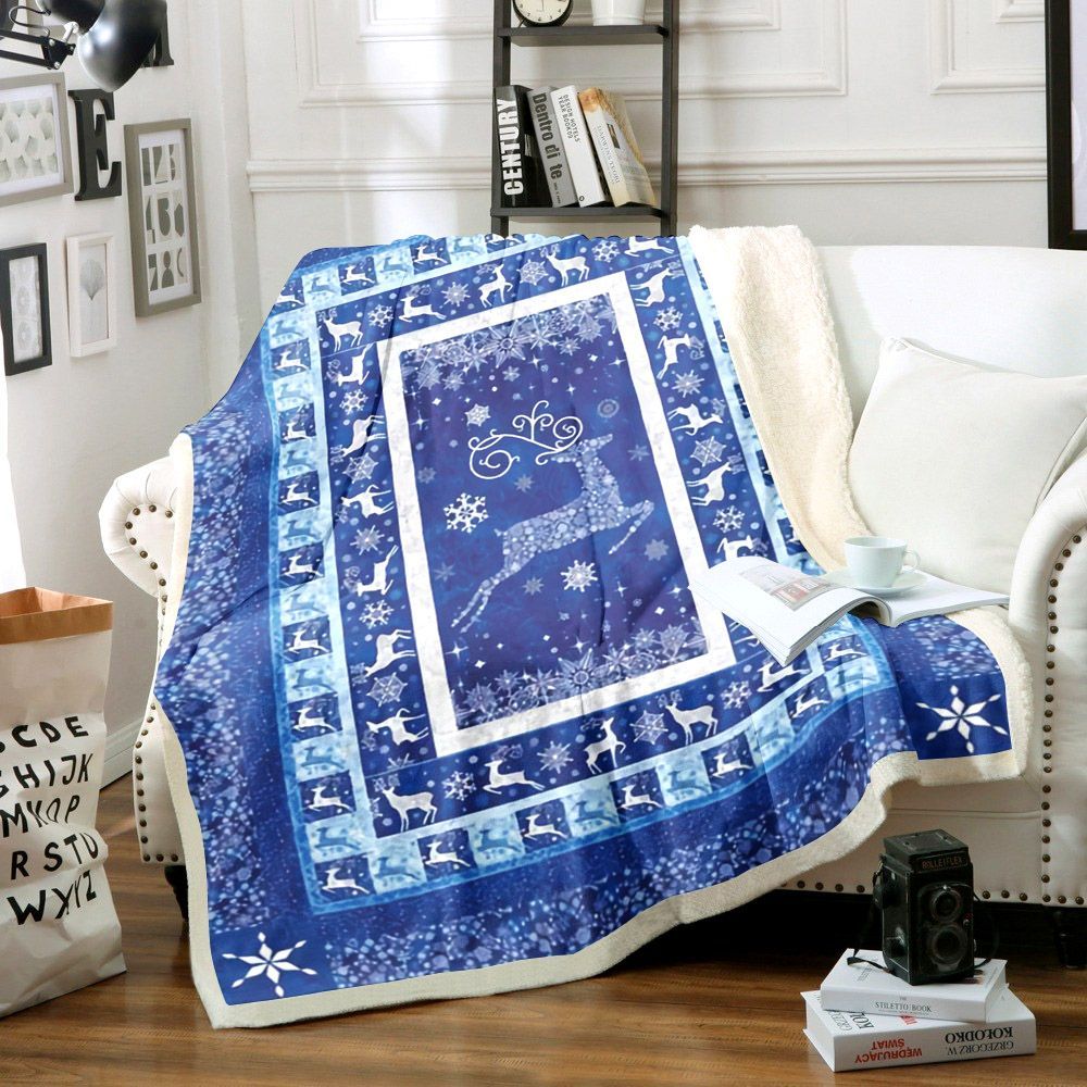 Deer Christmas Sherpa Fleece Blanket