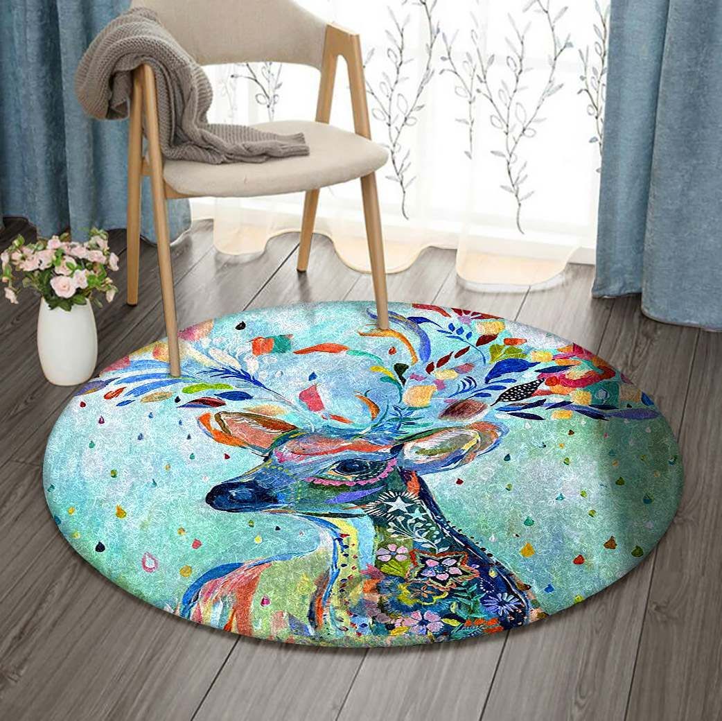 Deer Colorful Round Carpet