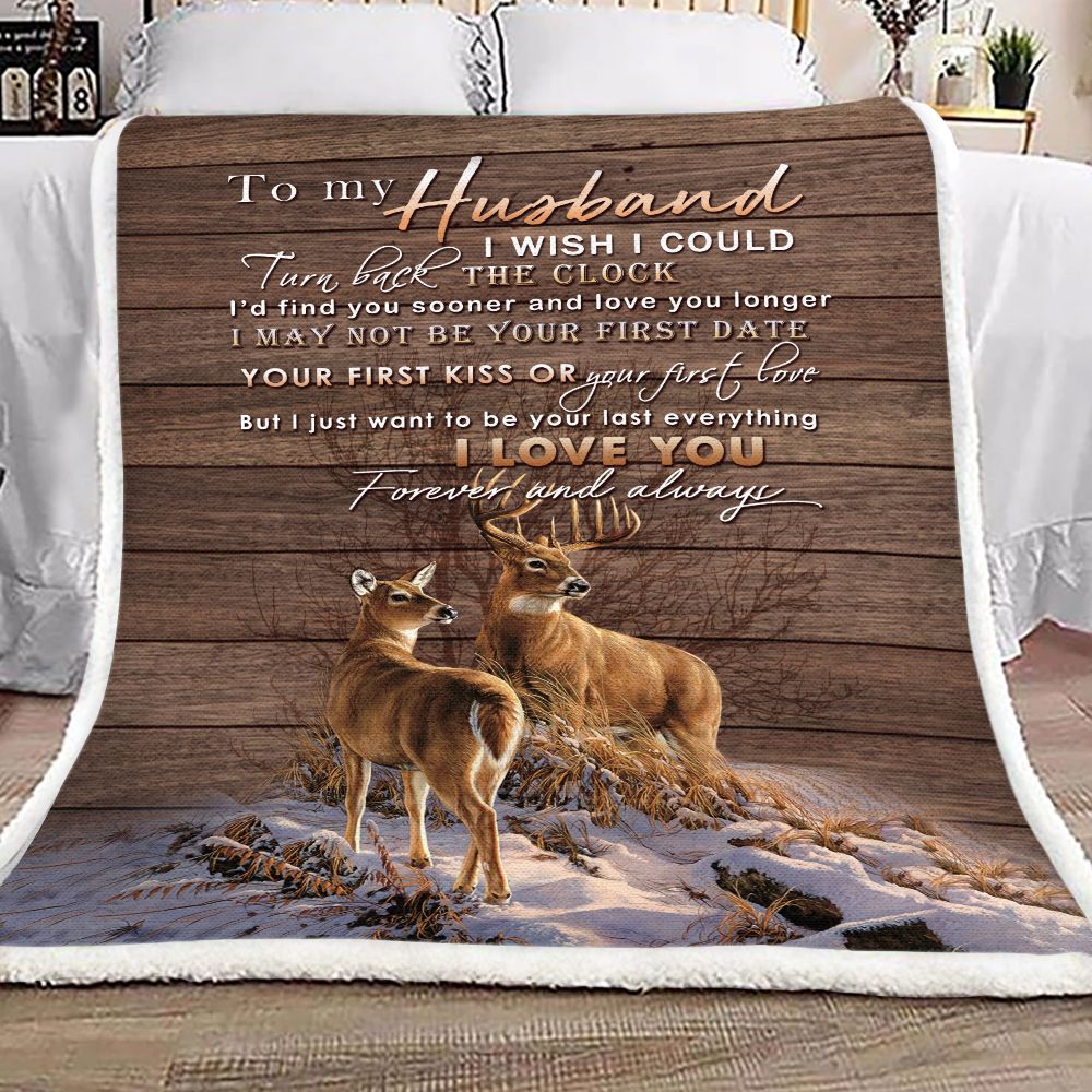 Deer Couple To Husband Fleece Blanket