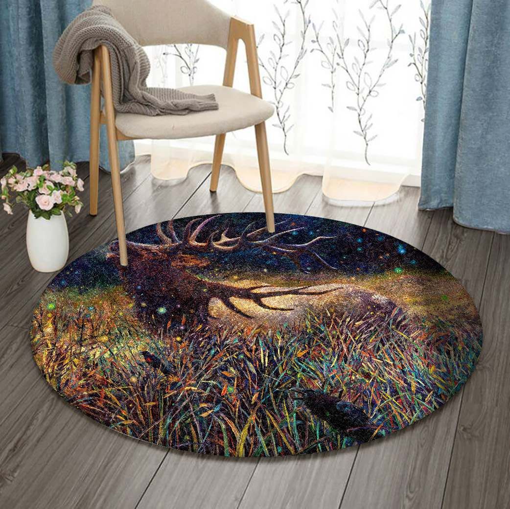 Deer Crow Round Carpet