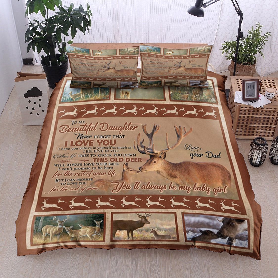 Deer Dad To Daughter Bedding Set
