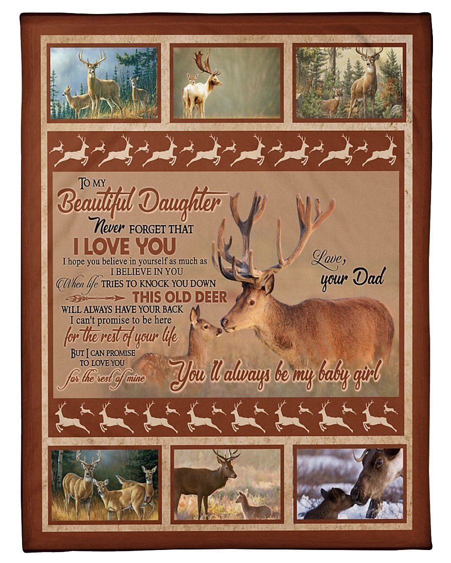 Deer Dad To Daughter Custom Desgin For Family Fleece Blanket