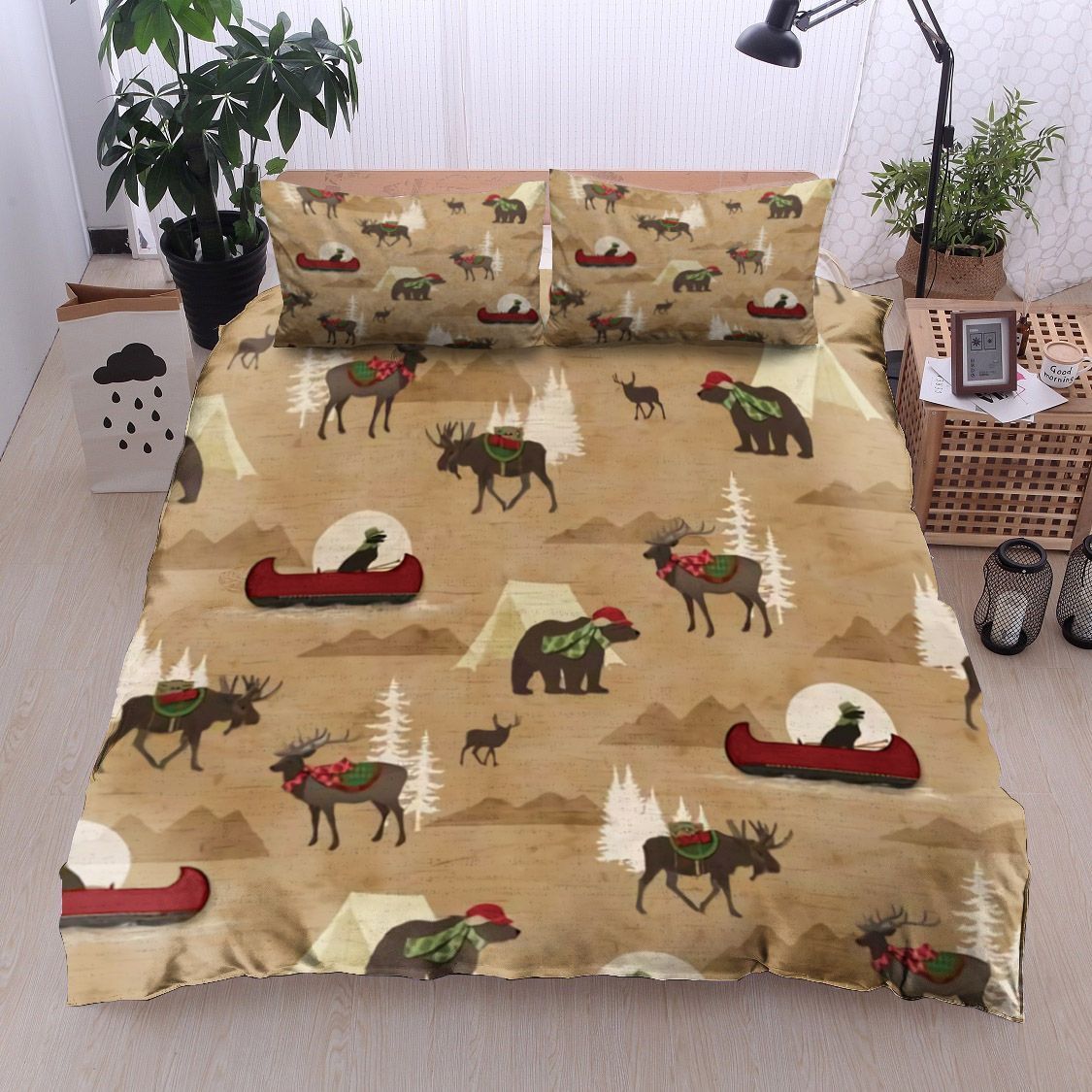 Deer Dog Bear Christmas Bedding Set