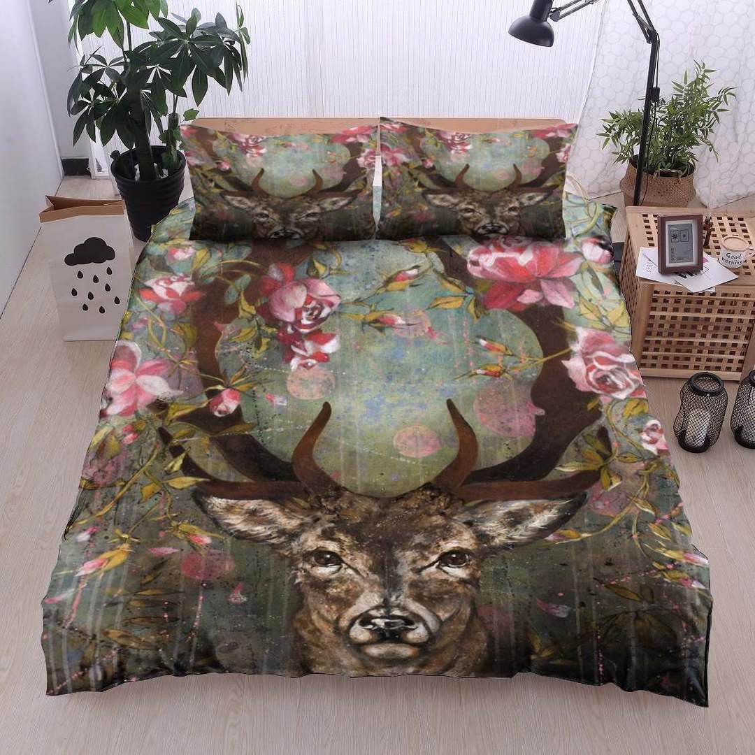 Deer Twin Queen King Cotton Bed Sheets Spread Comforter Bedding Set