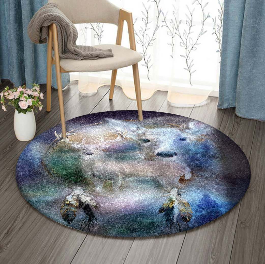 Deer Dreamcatcher Round Carpet