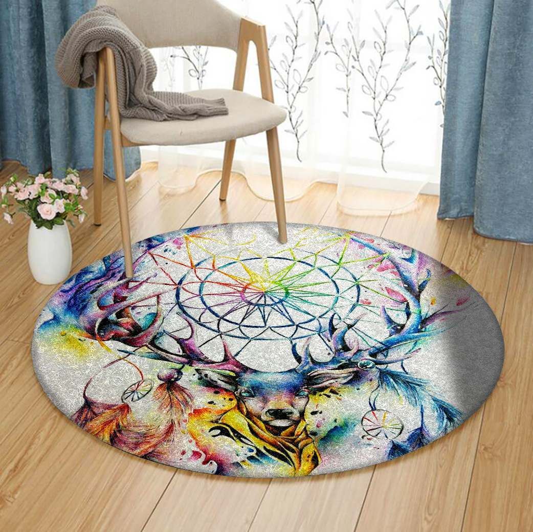 Deer Dreamcatcher Round Carpet