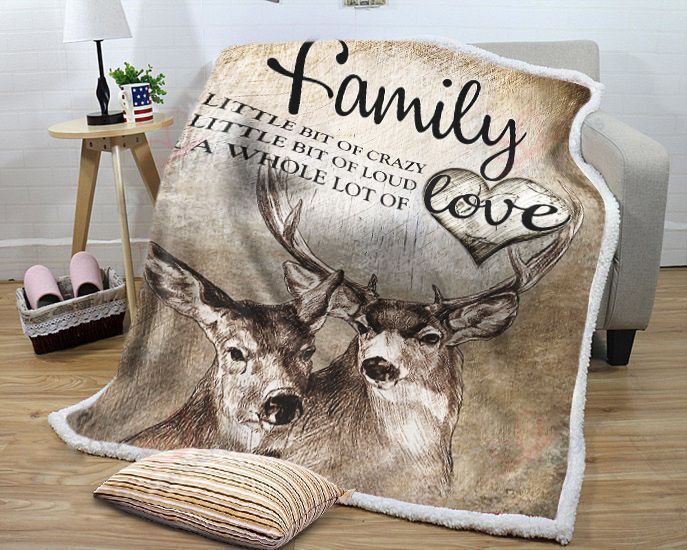 Deer Family Sherpa Fleece Blanket