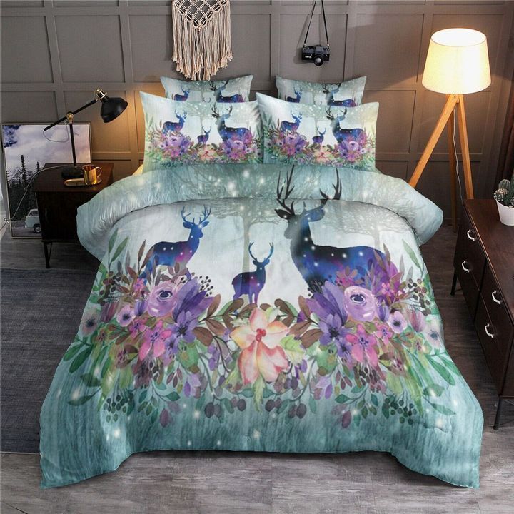 Deer Family In Forest Hunting Girl Bedding Set