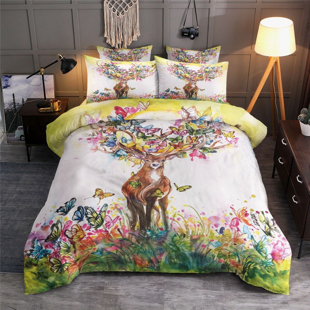 Deer Flower Butterfly Bedding Set