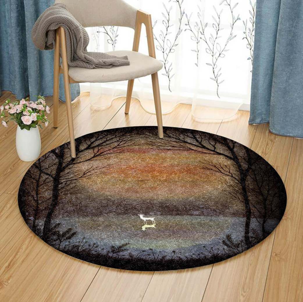 Deer Forest Round Carpet