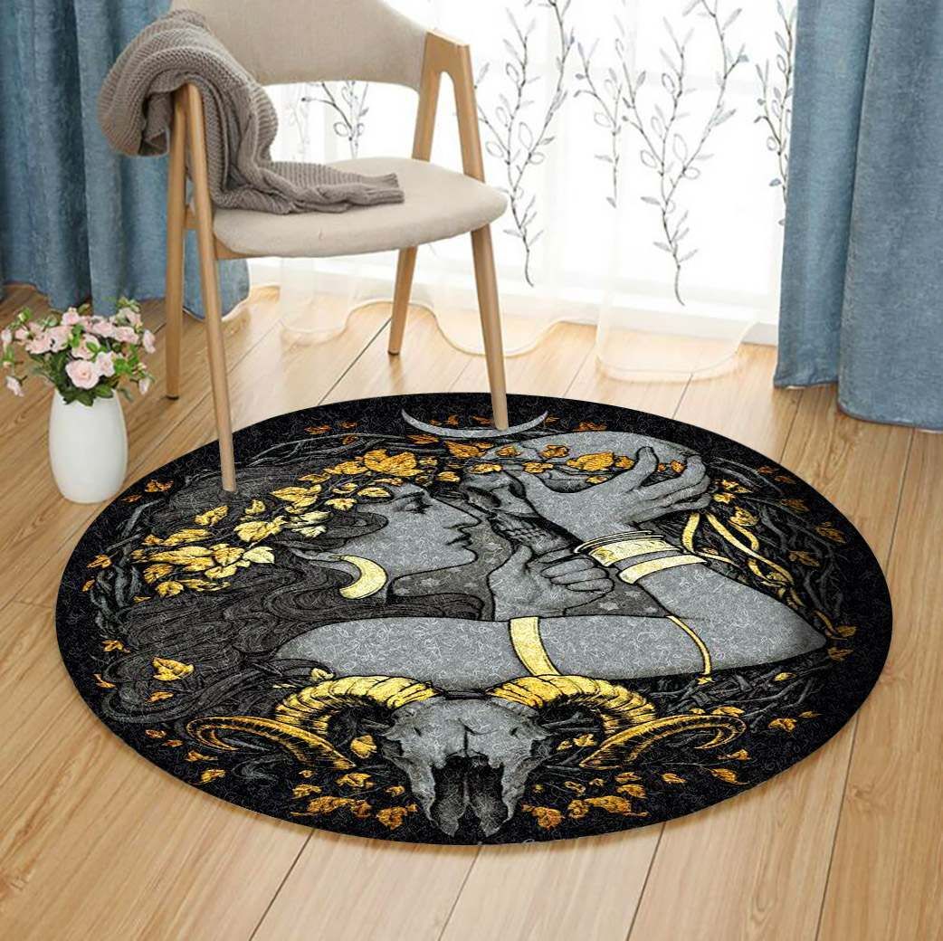 Deer Girl Round Carpet