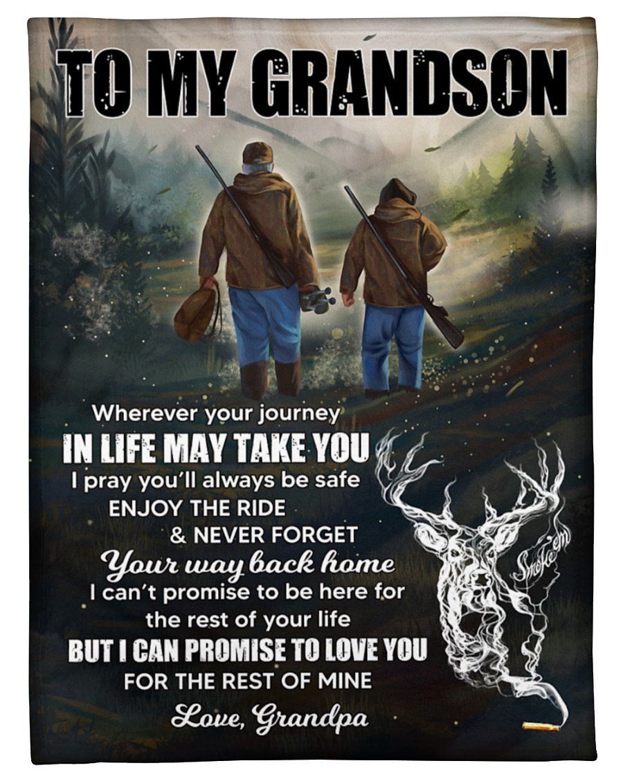 Deer Grandpa To Grandson Love You For The Rest Of Mine Fleece Blanket Fleece Blanket