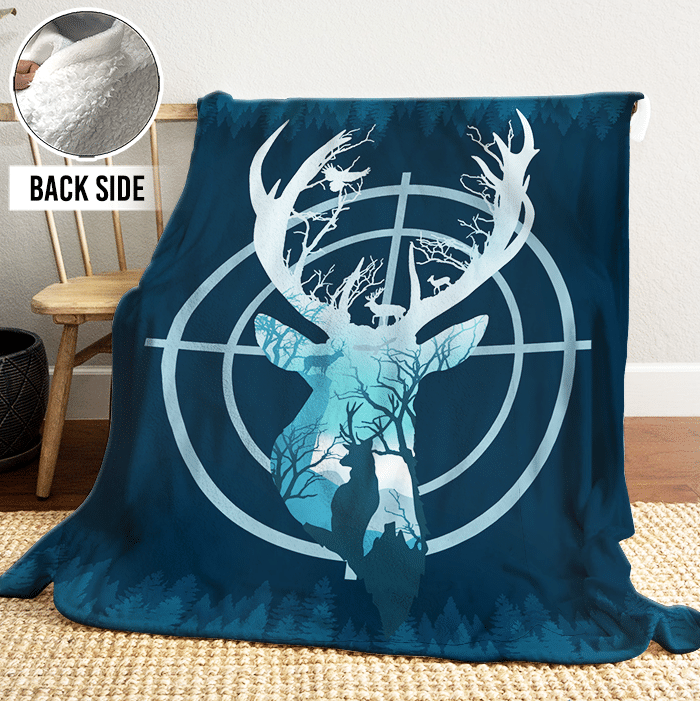 Deer Hunting Sherpa Fleece Blanket
