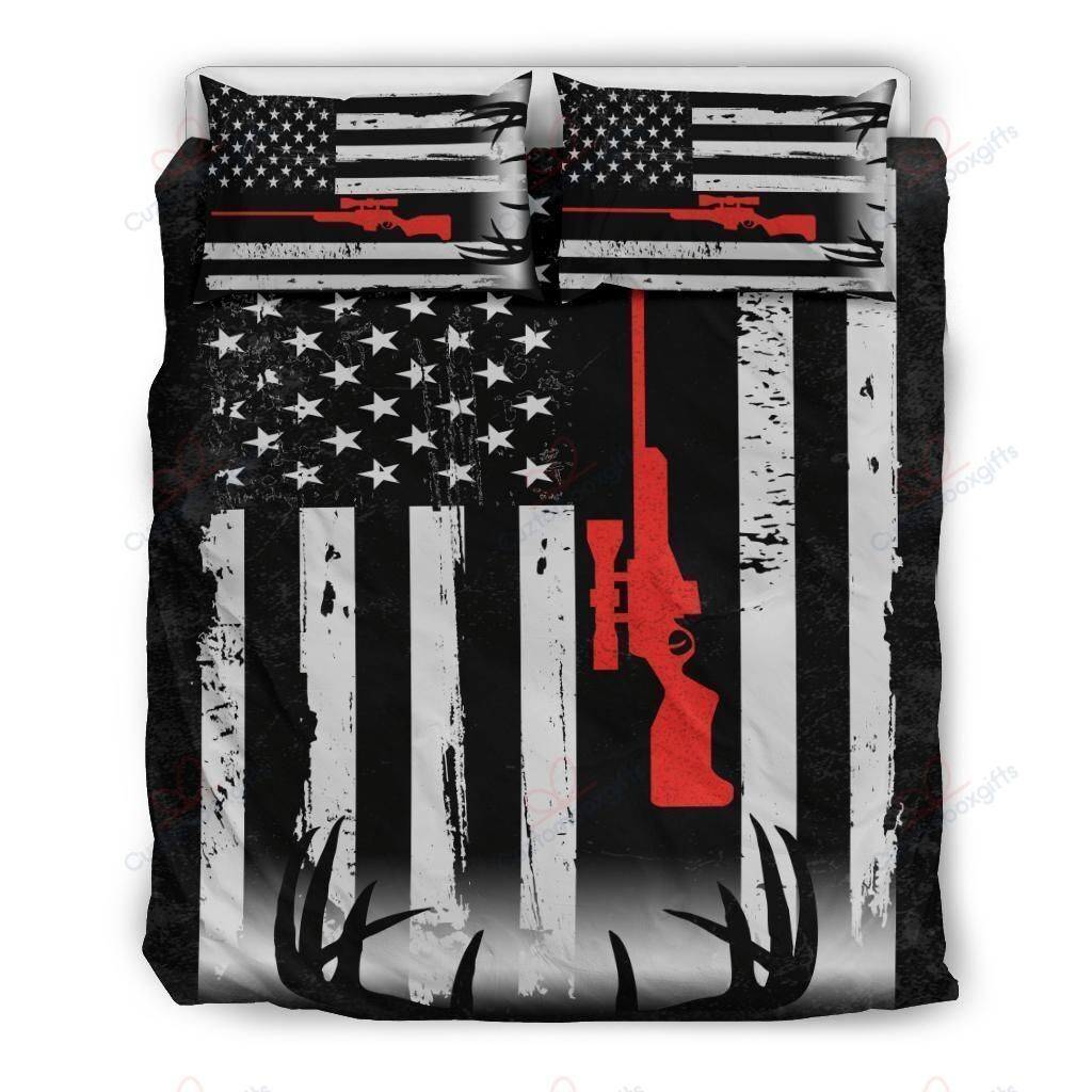 Deer Hunting American Flag Bedding Set