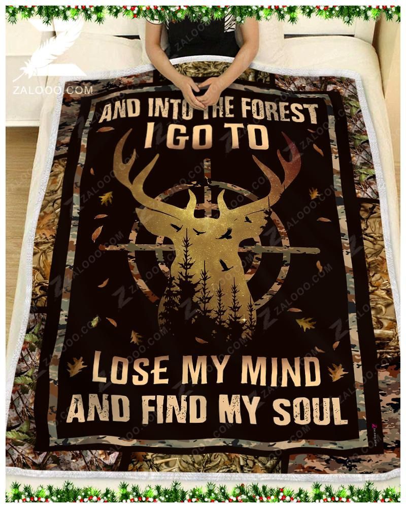 Deer Hunting And Into The Forest Sherpa Fleece Blanket