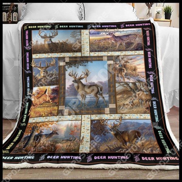 Deer Hunting Art Sherpa Fleece Blanket