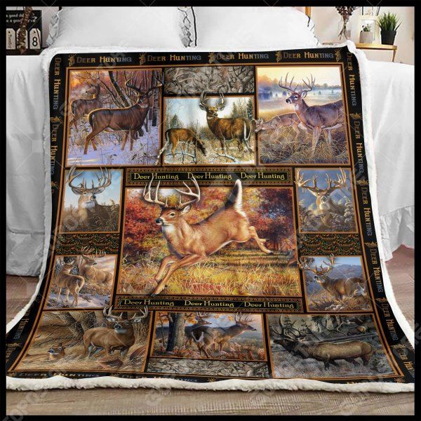 Deer Hunting Art Sherpa Fleece Blanket