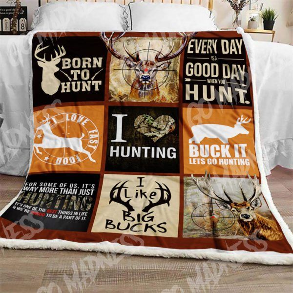 Deer Hunting Sherpa Fleece Blanket
