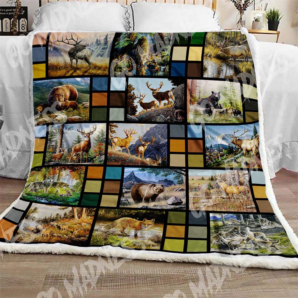 Deer Hunting Sherpa Fleece Blanket