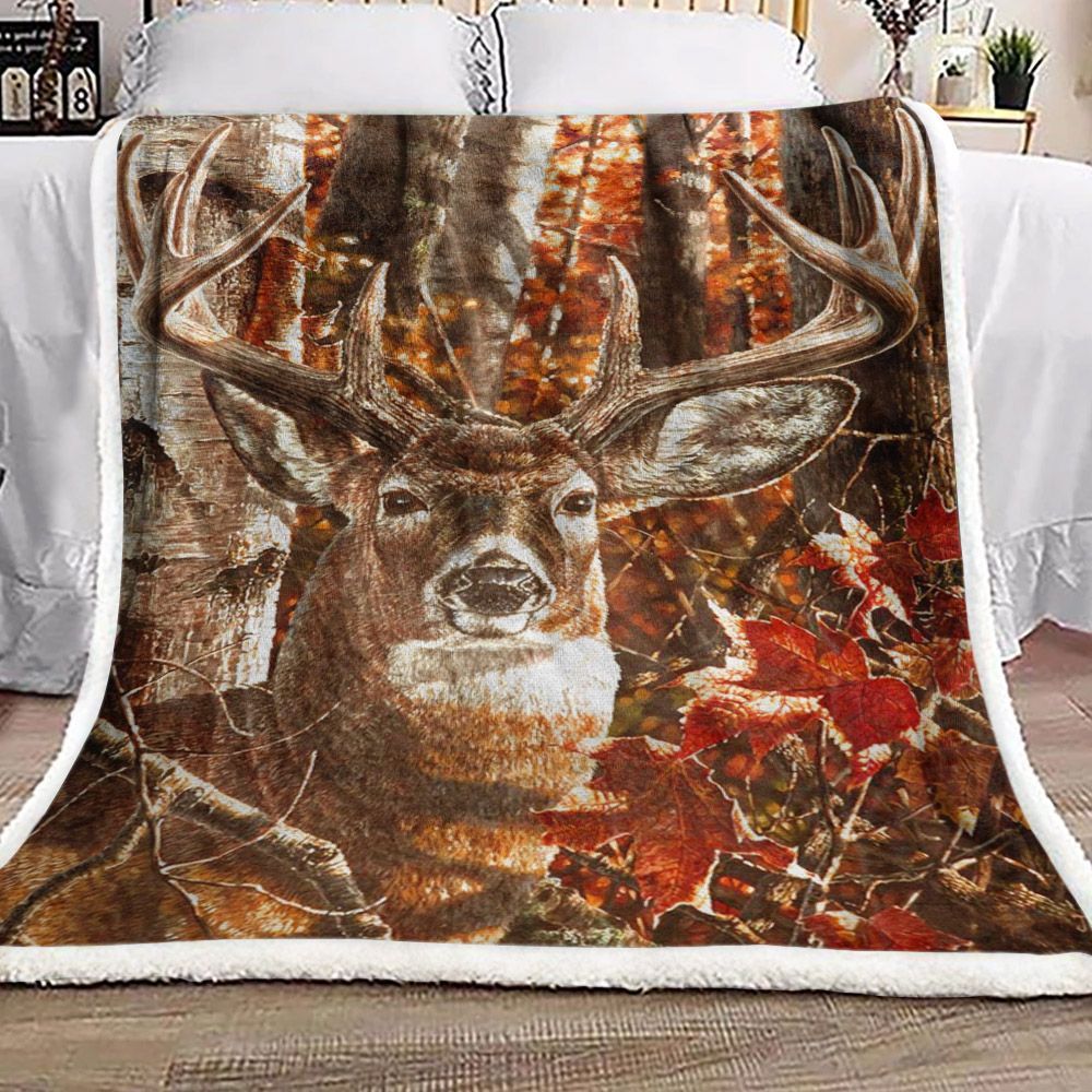 Deer Hunting Sherpa Fleece Blanket