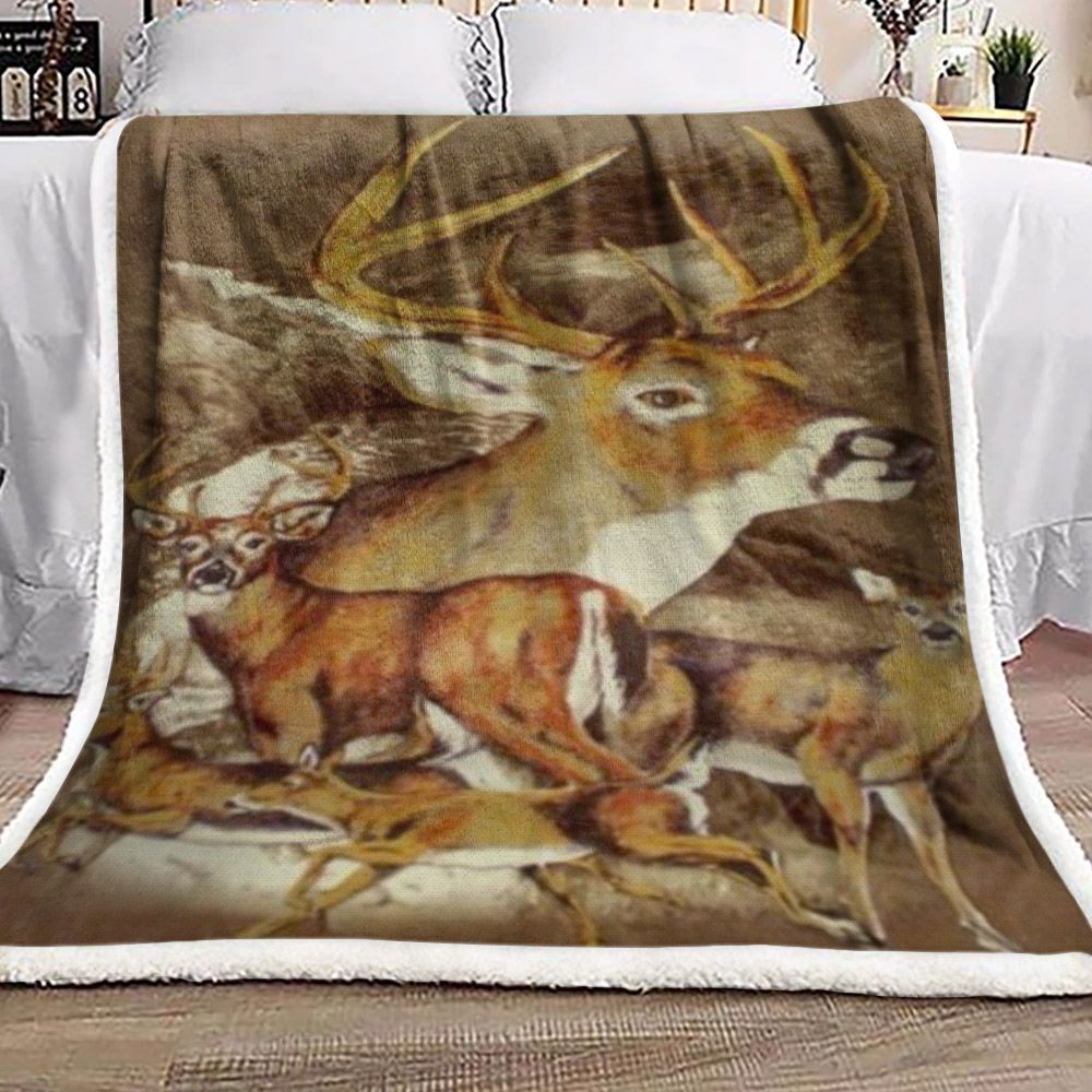 Deer Hunting Sherpa Fleece Blanket