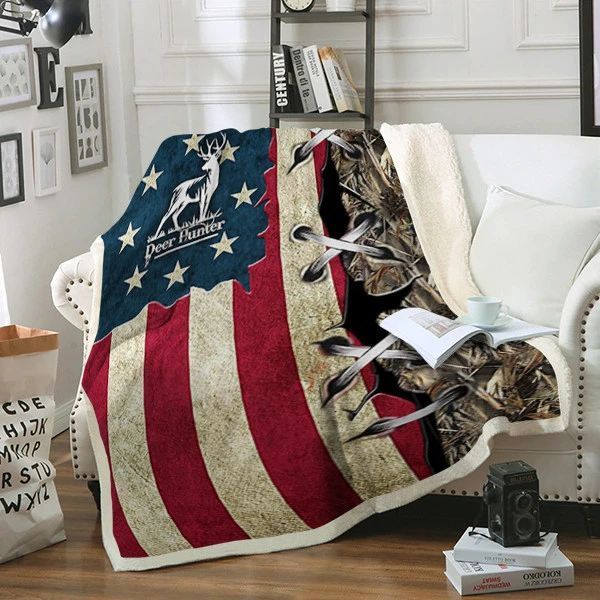 Deer Hunting Sherpa Fleece Blanket