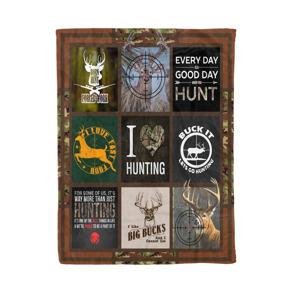 Deer Hunting Sherpa Fleece Blanket