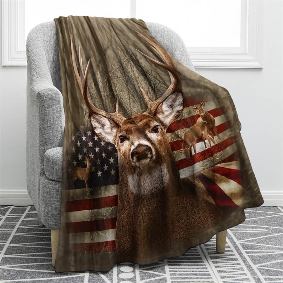 Deer Hunting Sherpa Fleece Blanket