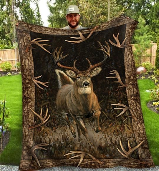 Deer Hunting Sherpa Fleece Blanket