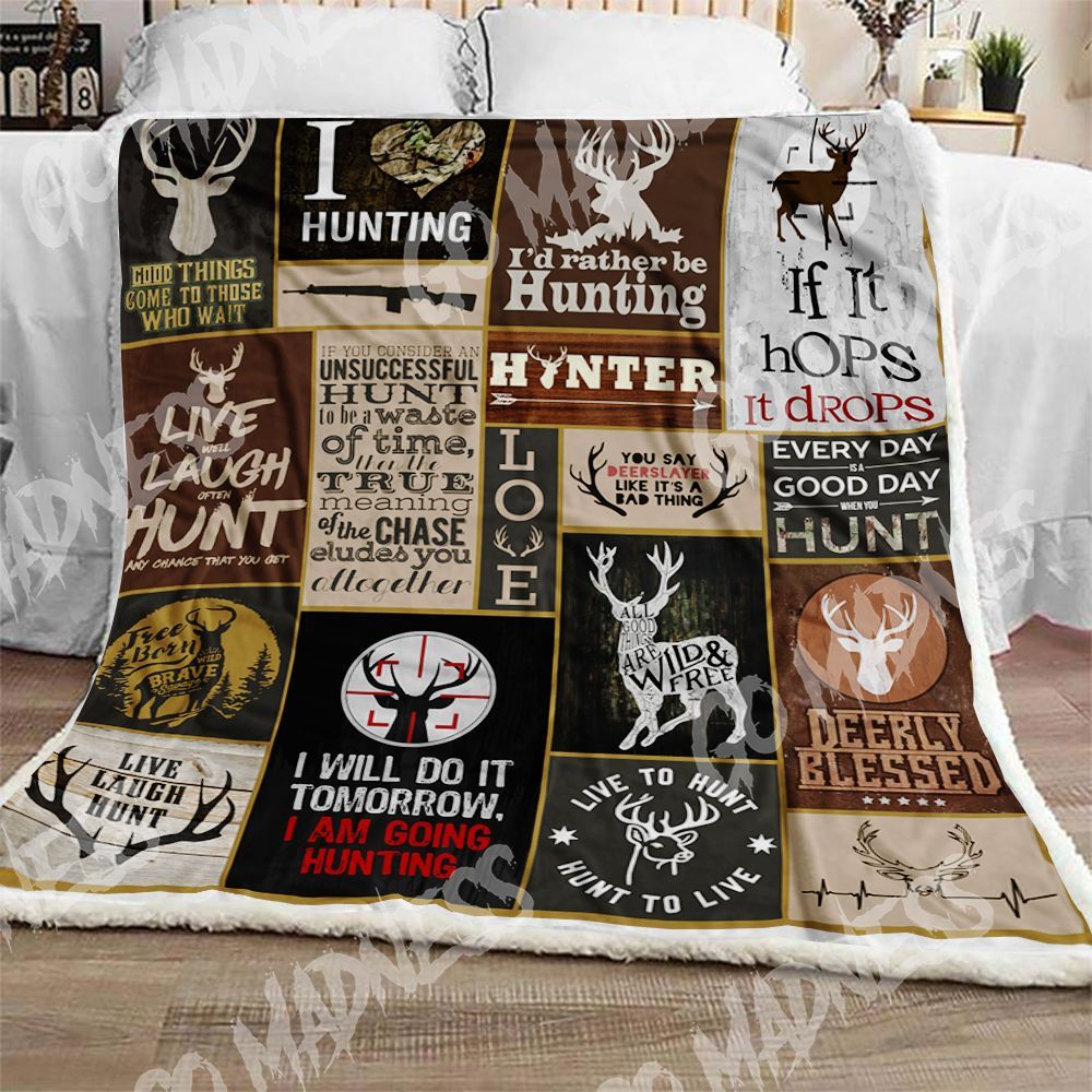 Deer Hunting Sherpa Fleece Blanket