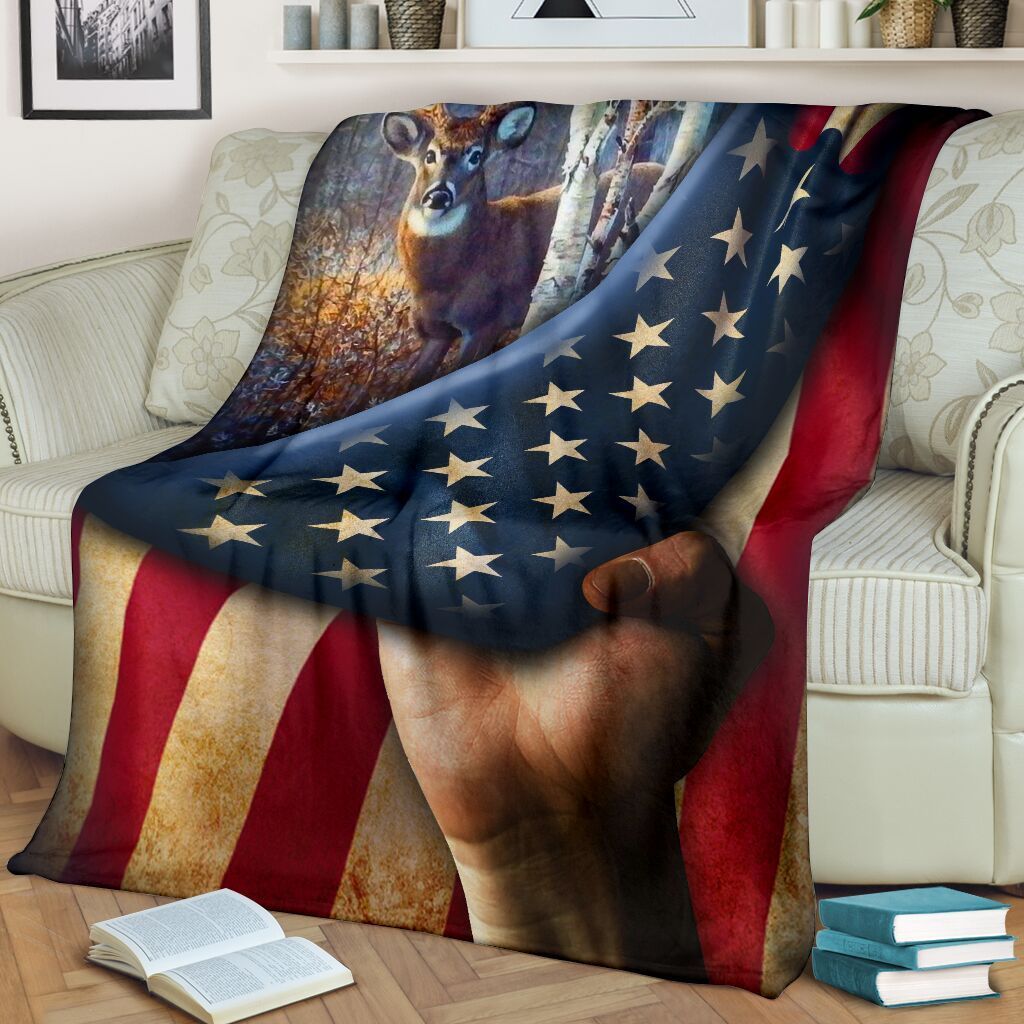 Deer Hunting Sherpa Fleece Blanket