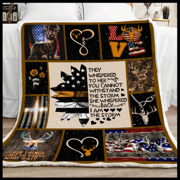 Deer Hunting Sherpa Fleece Blanket