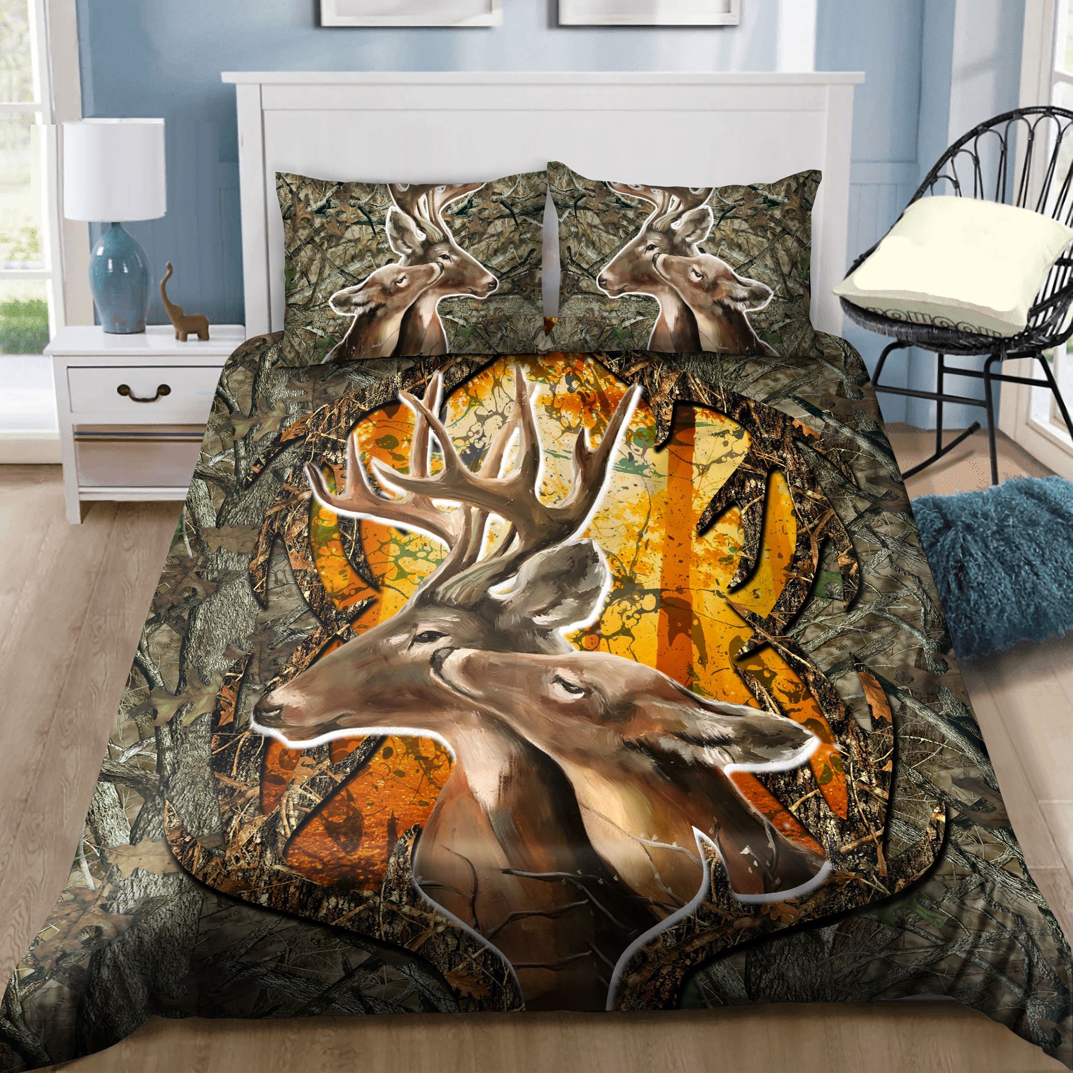 Deer Hunting Couple Bedding Set