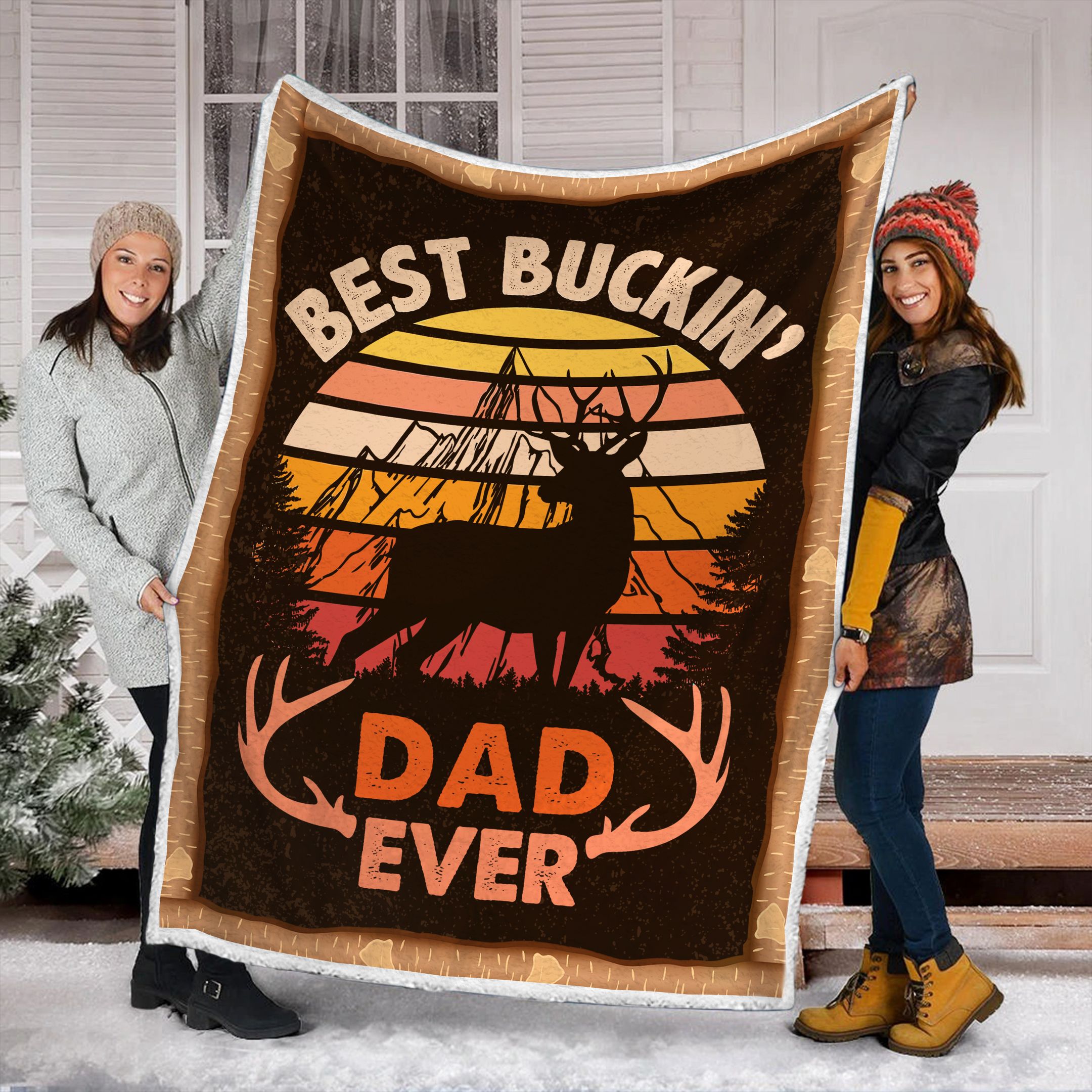 Deer Hunting Dad Fleece Blanket