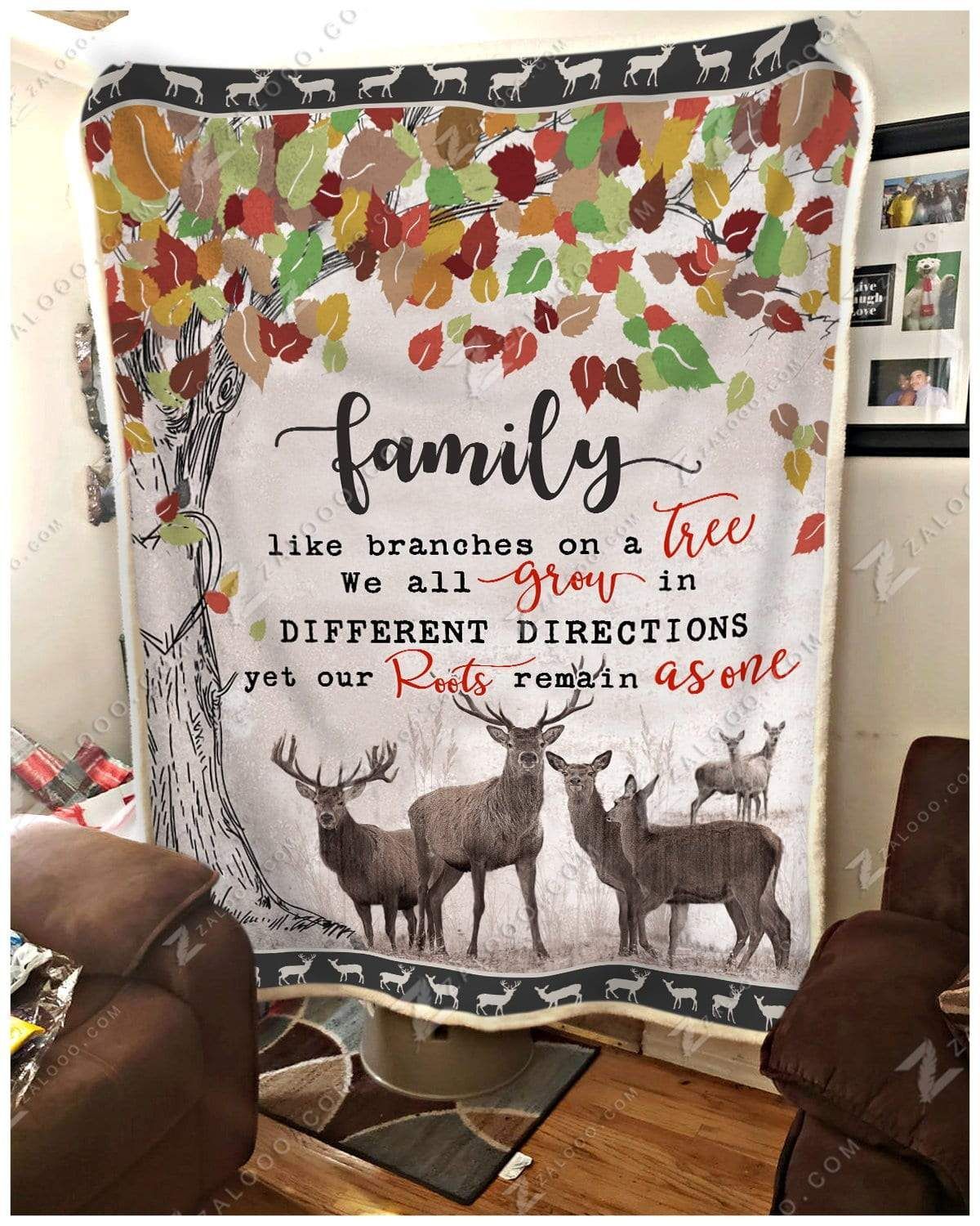 Deer Hunting Family Sherpa Fleece Blanket