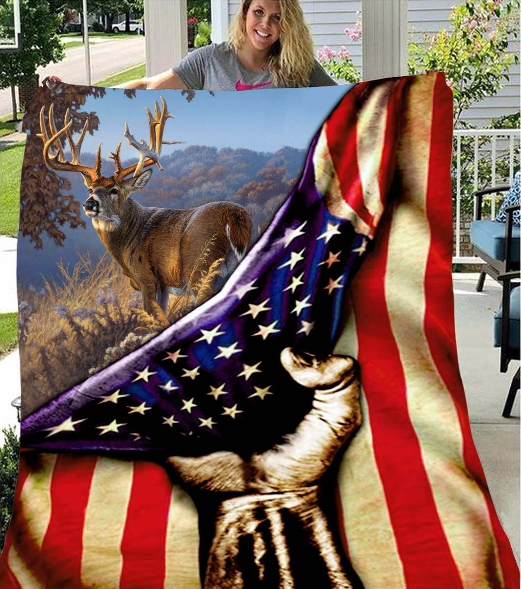 Deer Hunting Flag Sherpa Fleece Blanket