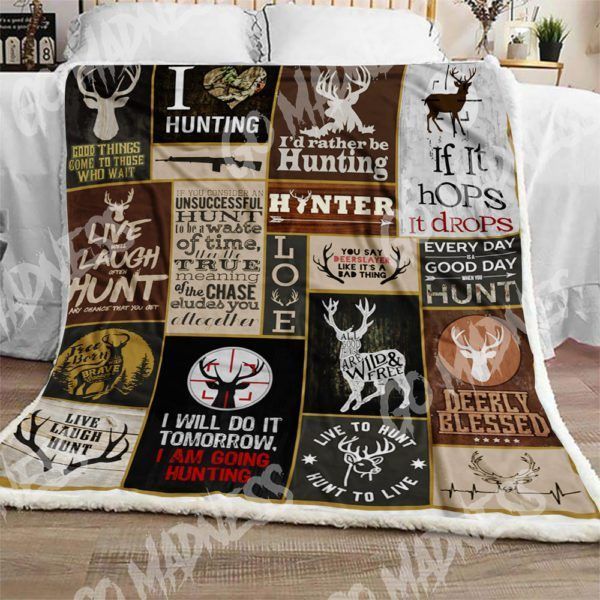Deer Hunting Sherpa Fleece Blanket
