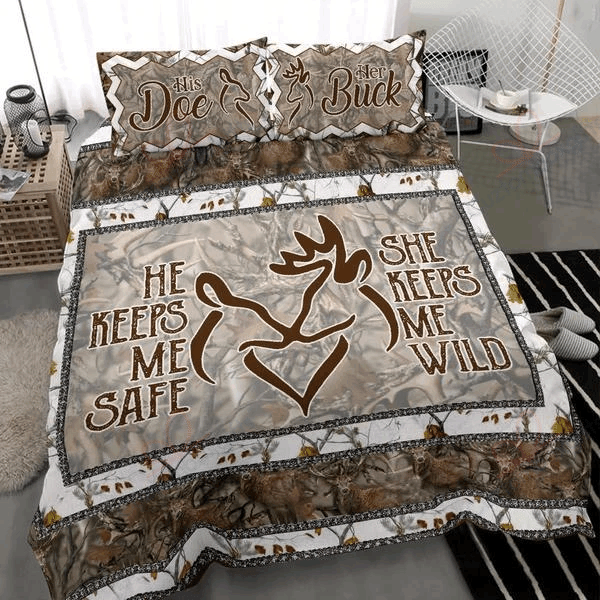 Deer Hunting He Keeps Me Safe Bedding Set