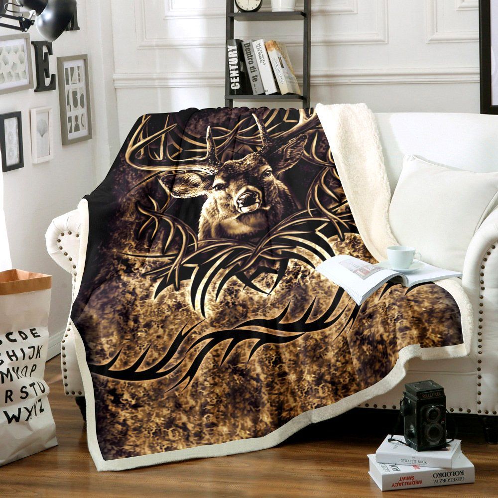 Deer Hunting Sherpa Fleece Blanket