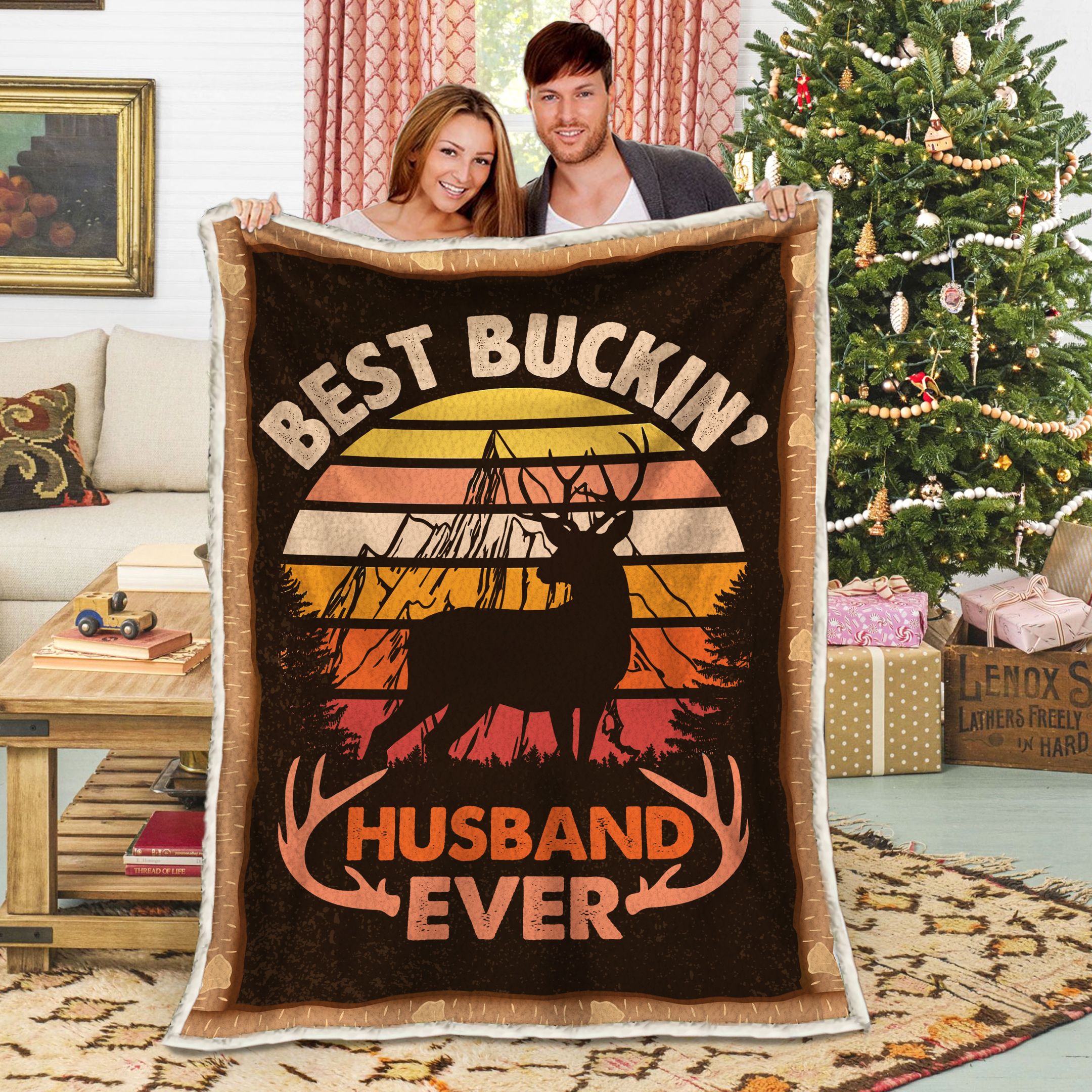 Deer Hunting Husband Fleece Blanket