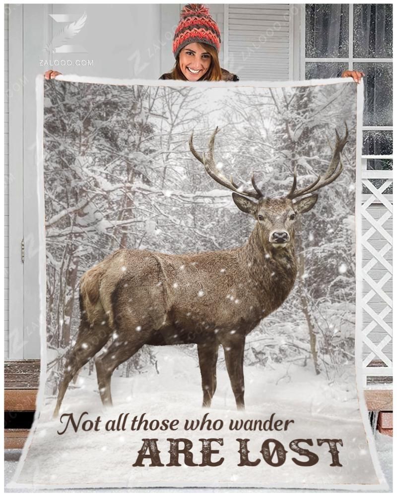 Deer Hunting Not All Those Who Wander Are Lost Sherpa Fleece Blanket