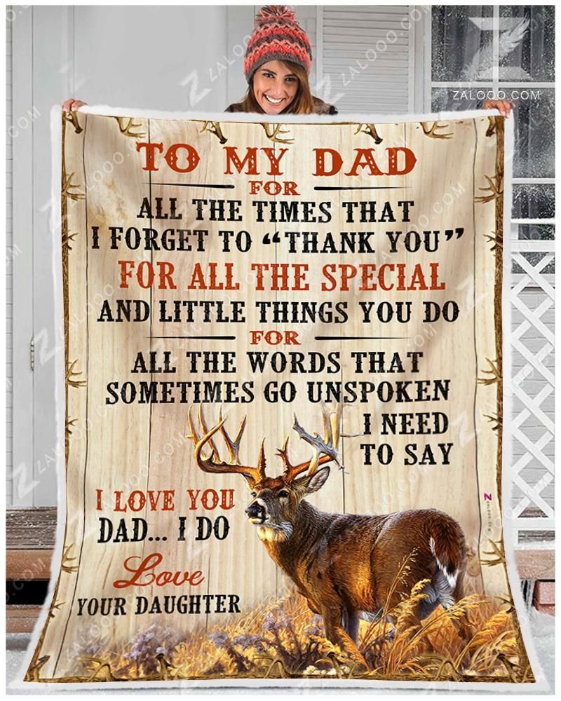 Deer Hunting To My Dad I Love You Sherpa Fleece Blanket
