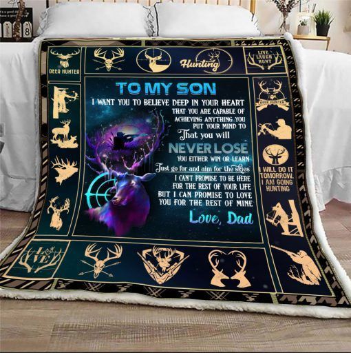 Deer Hunting To My Son Sherpa Fleece Blanket