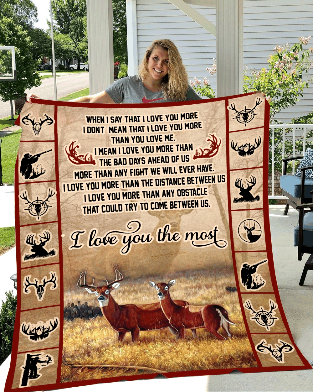 Deer Hunting To My Wife Sherpa Fleece Blanket