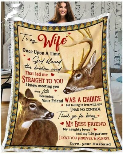 Deer Husband To My Wife I Love You Forever Sherpa Fleece Blanket